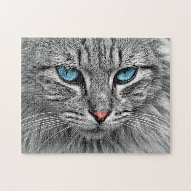 Blue Eyed Cat Jigsaw Puzzle cadeau (Horizontal)