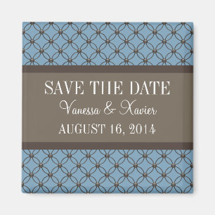 Blue Fancy Lattice Save the Date Magnet