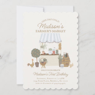 Blue Farmers Market Farm Fresh Birthday Invitation
