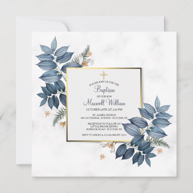 Blue Ferns Invitation religieuse (Devant)