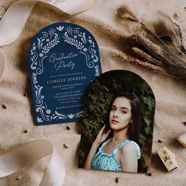Blue Fiesta Graduation Photo Arch Invitation (Créateur téléchargé)