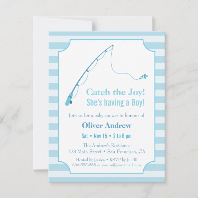 Blue Fishing thème bébé douche Invitations (Devant)