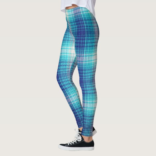 Blue Flannel Look Cosy Country Leggings (Gauche)