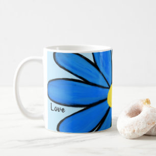 Blue Floral Amour Personnalisé Mugs Bleus