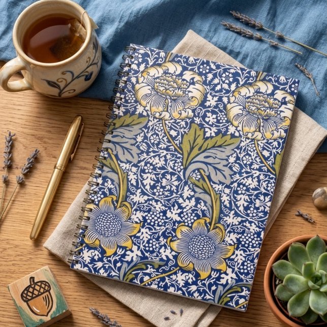 Blue Floral Artiste Design William Morris Carnet (Créateur téléchargé)