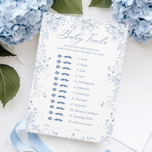 Blue Floral Baby shower Baby Trails Carte de jeu