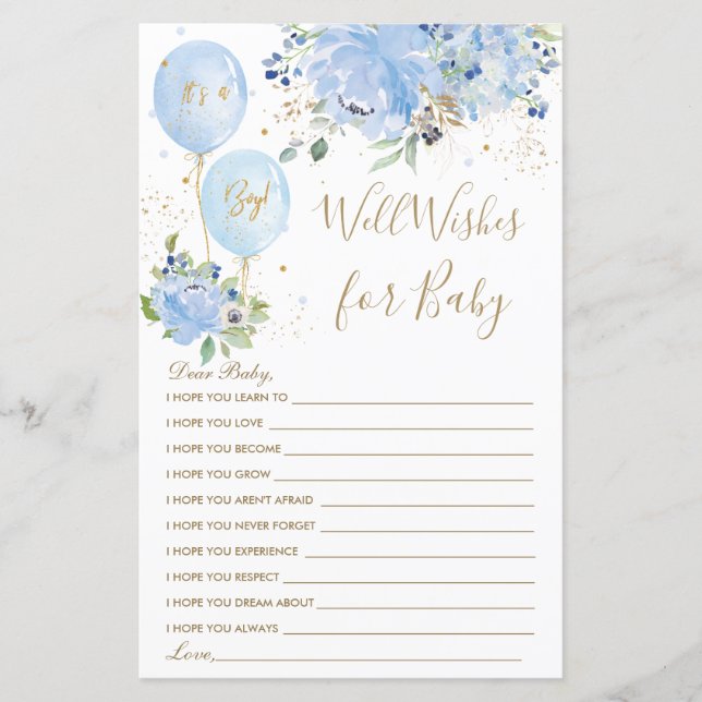 Blue Floral Balloon Boy Guess Well Wives for Baby (Devant)