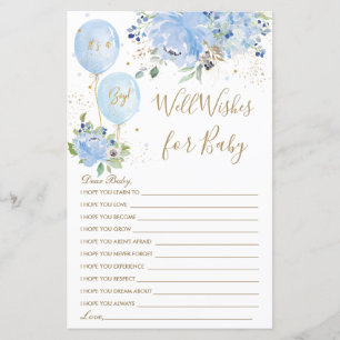 Blue Floral Balloon Boy Guess Well Wives for Baby