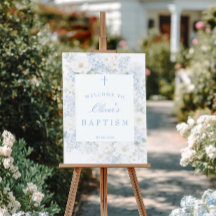 Blue Floral Baptism Welcome Foam Board
