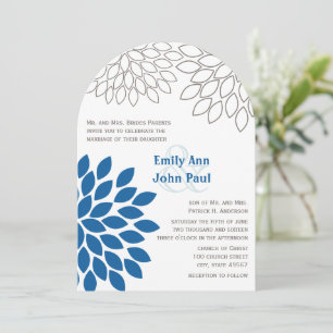 Blue Floral Chrysanthemum Invitations de mariage