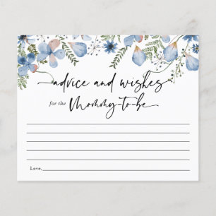 Blue Floral Conseil pour maman Baby shower carte d