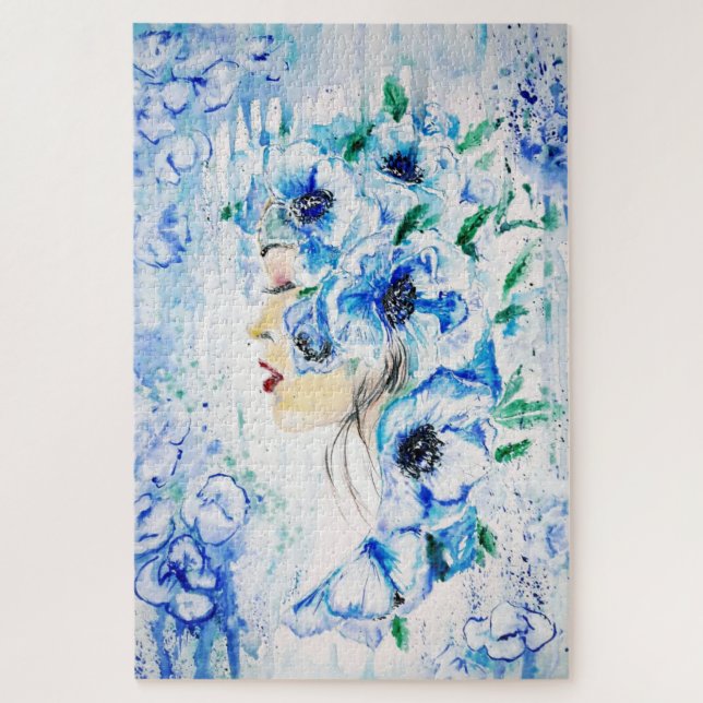 Blue Floral Femme Puzzle Imaginaire (Vertical)