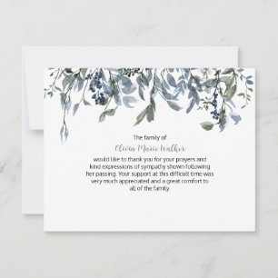 Blue Floral Greenery Funeral Script Merci