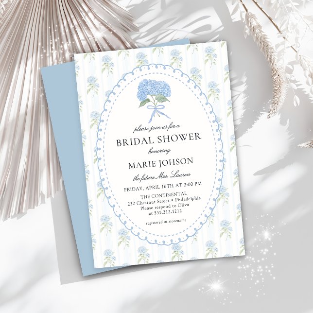 Blue Floral Hydrangea Bridal Shower Invitation (Créateur téléchargé)