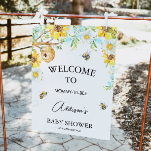 Blue Floral Mommy to Bee Baby shower Affiche de bi