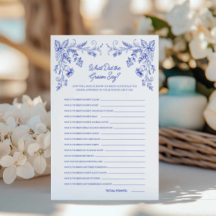 Blue Floral Qu'est-ce qui a fait Groom Bridal Game
