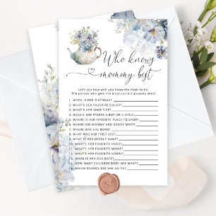 Blue Floral Qui connaît maman meilleur jeu de baby