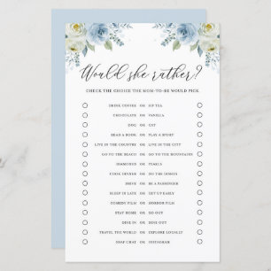 Blue Floral Voudrait-Elle Plutôt Baby shower Game 