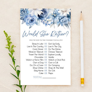 Blue Floral Voudrait-Elle Plutôt Baby shower Jeu