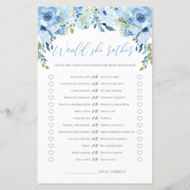 Blue floral Voudrait-elle plutôt bridla douche jeu (Devant)