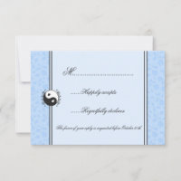Blue Floral Yin et Yang Mariage RSVP Invitation