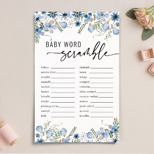 Blue Florals Baby Word Scramble Baby shower Jeu