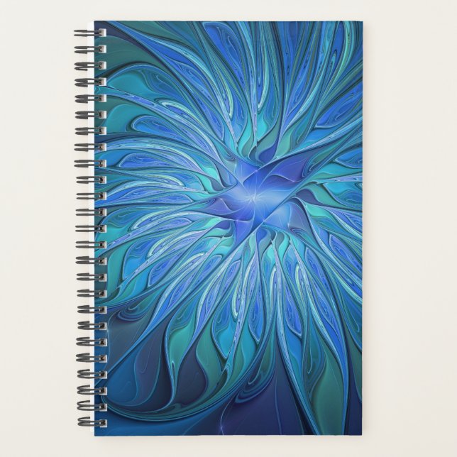 Blue Flower Fantasy Pattern, Abstract Fractal Art (Devant)