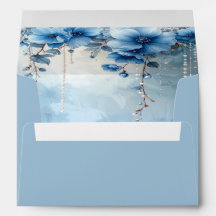 Blue Flowers and Pearls Envelope