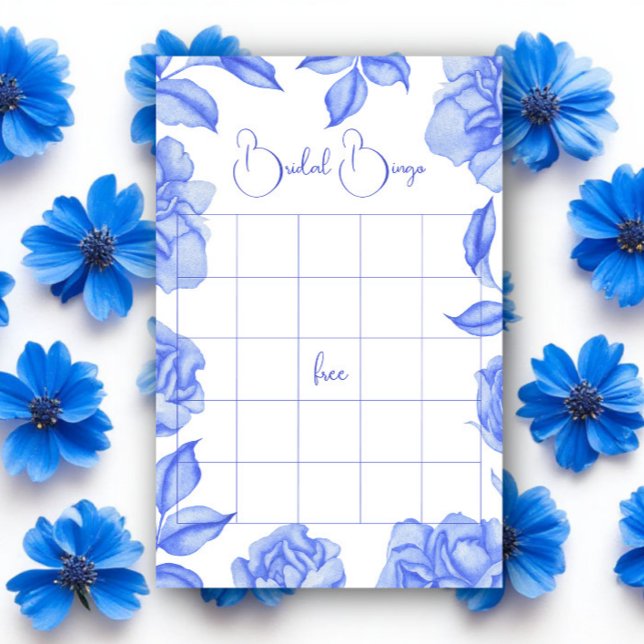 Blue Flowers Bridal shower bingo game (Créateur téléchargé)