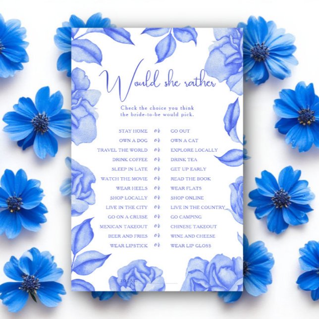 Blue Flowers Bridal shower Would she rather (Créateur téléchargé)