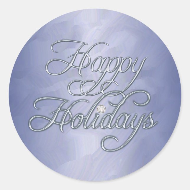 Blue Foil Happy Holidays Diamond Sticker (Devant)