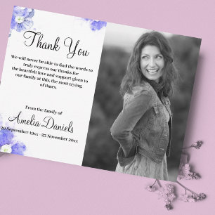 Blue Forget-Me-Not En Mémoire Carte de remerciemen