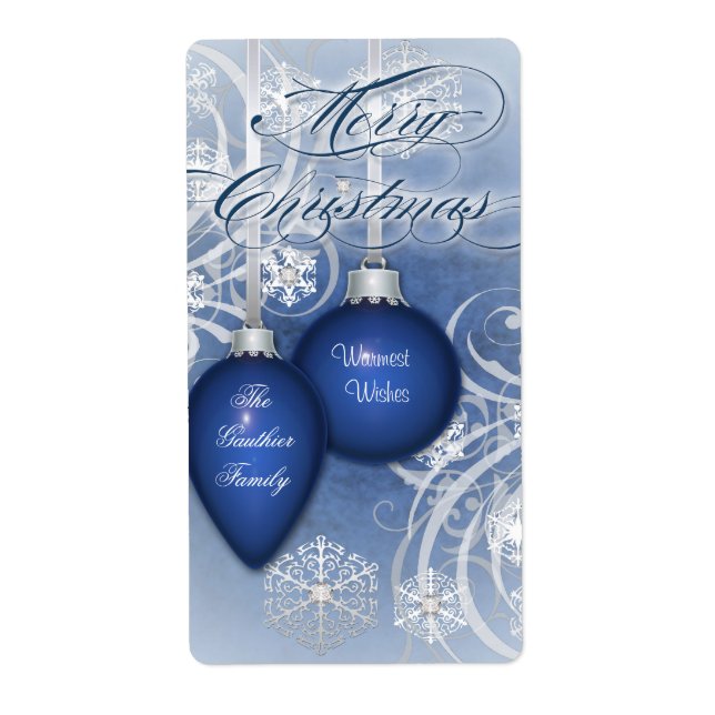 Blue Frosted Flouris Vins de vacances Étiquette (Devant)