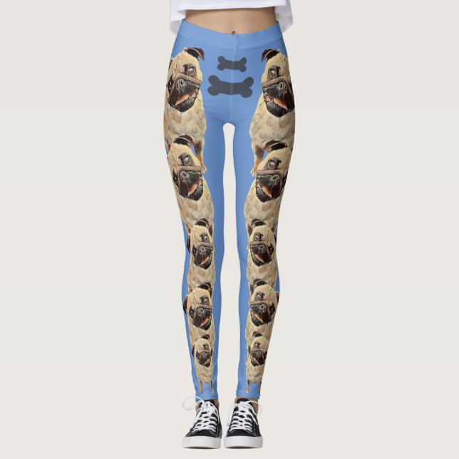 Blue Fun and Funky Pastel Carlin Chien Leggings (Devant)