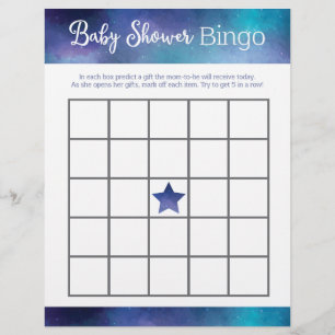 Blue Galaxy Baby shower Bingo Jeu