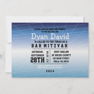 Blue GAMER JEU DIGITAL Bar Mitzvah Invitation