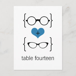 Blue Geeky Lunettes Numéro de table Carte postale