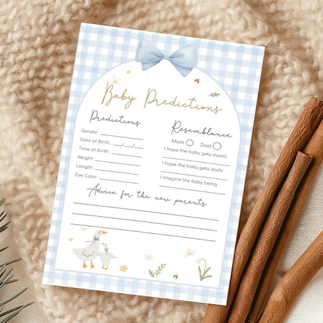 Blue Gingham Silly Goose Shower Predictions Game (silly Goose Baby Shower Game)