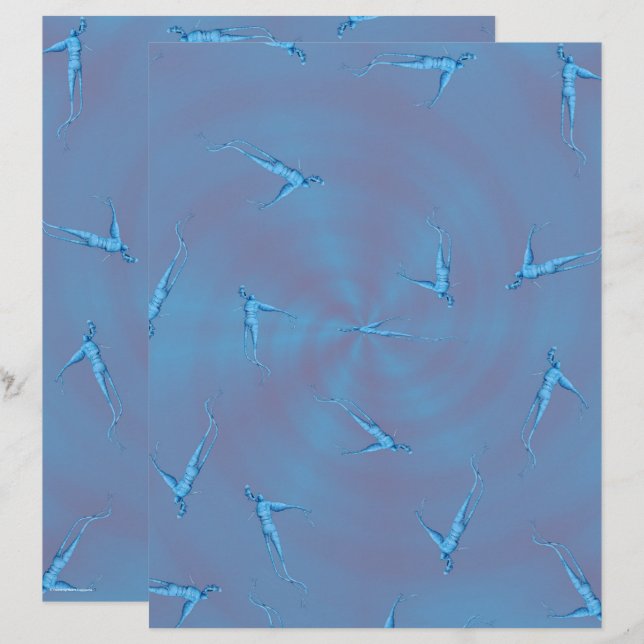 Blue Ginseng Man Scrapbook Paper 2-Sided Page (Devant / Derrière)