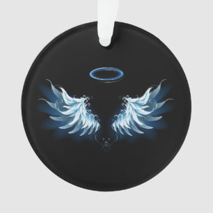 Blue Glowing Angel Wings on black background