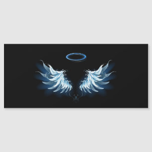Blue Glowing Angel Wings on black background