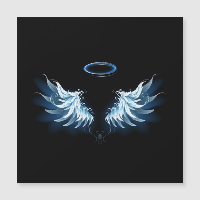 Blue Glowing Angel Wings on black background (Devant)