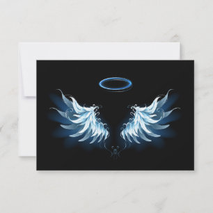 Blue Glowing Angel Wings on black background