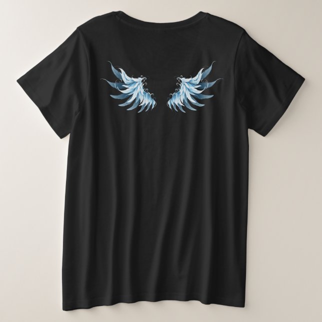 Blue Glowing Angel Wings on black background (Design dos)