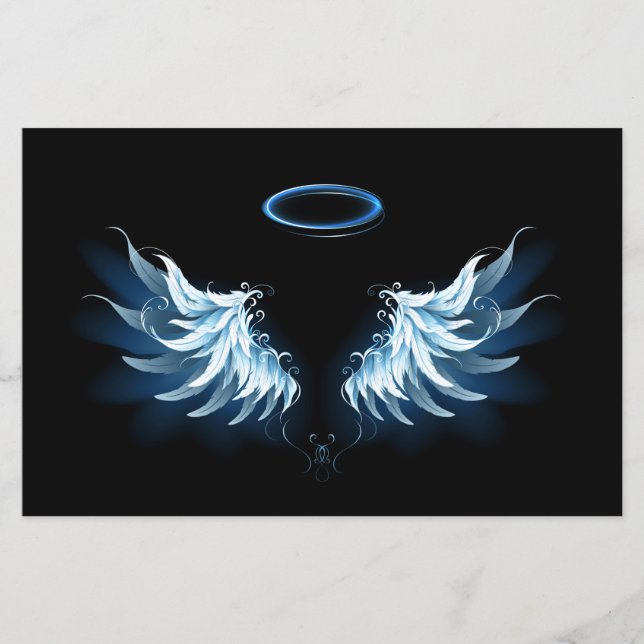 Blue Glowing Angel Wings on black background (Devant)