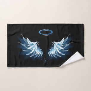 Blue Glowing Angel Wings on black background