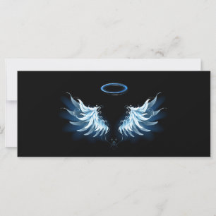 Blue Glowing Angel Wings on black background