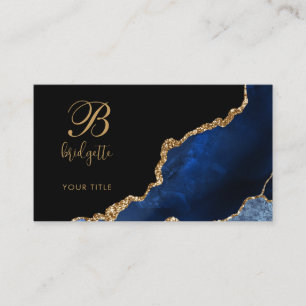 Blue Gold Agate Geode Carte de visite chic