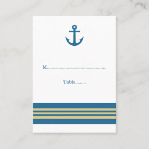 Blue Gold Ancre Nautique Mariage Cartes de Place