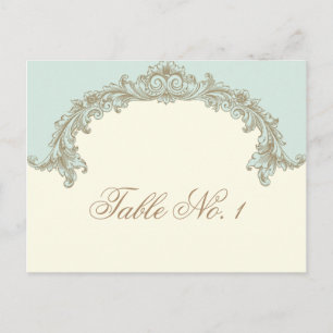 Blue Gold Cream Vintage Frame Numéro de table